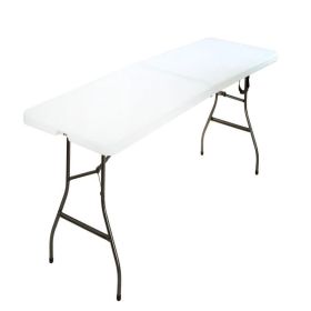 8 Foot Centerfold Folding Table; White