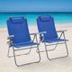 2-Pack Reclining 4-Position Oversize Beach Chair; Blue