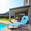 Folding Chaise Lounge Chair Adjustable Outdoor Patio Beach Camping Recliner Turquoise