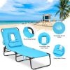 Folding Chaise Lounge Chair Adjustable Outdoor Patio Beach Camping Recliner Turquoise