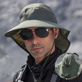 Wide Brim Sun Screen Hat With Neck Flap; Adjustable Waterproof Quick-drying Outdoor Hiking Fishing Cap For Men Women (Color: Dark Gray)