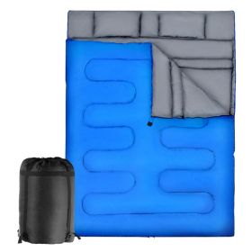 Traving Camping Portable Duble Person Waterproof Sleeping Bag W/ 2 Pillows (Color: Blue, Type: Sleeping Pad)