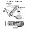 420 Camping Knife Cutlery Multi-function Table Knife Stainless Steel Pocket Knife Folding Fork Spoon Outdoor Survival Hand Tools