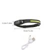 Built-in Battery Sensor Headlamp COB LED USB Rechargeable Headlamp With 5 Lighting Modes